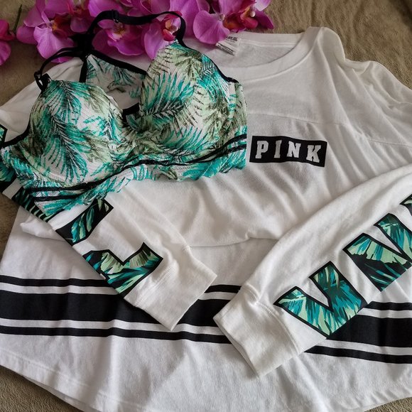 2 Piece-PINK VS Open BACK Tee & Bra NWOT - Picture 8 of 15